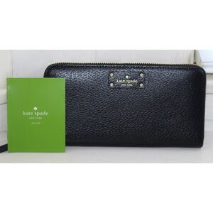 New w/Tags - Kate Spade "Grove Street Neda" Zip Around Continental Wallet, Black